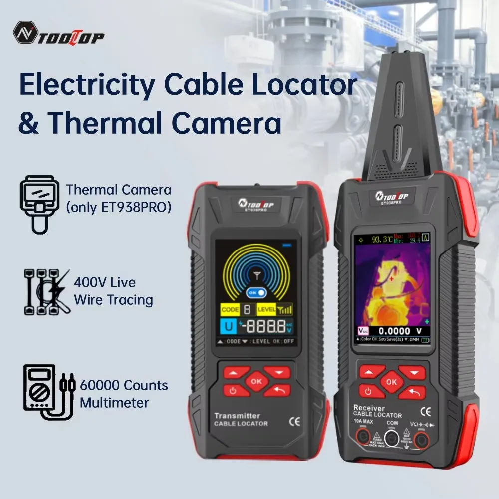 TOOLTOP 400 V unterirdischer Kabelfinder, Wärmebildkamera, elektrischer Schaltkreis, Fehlerorter, unterirdische Bildgebung, Digitalmultimeter