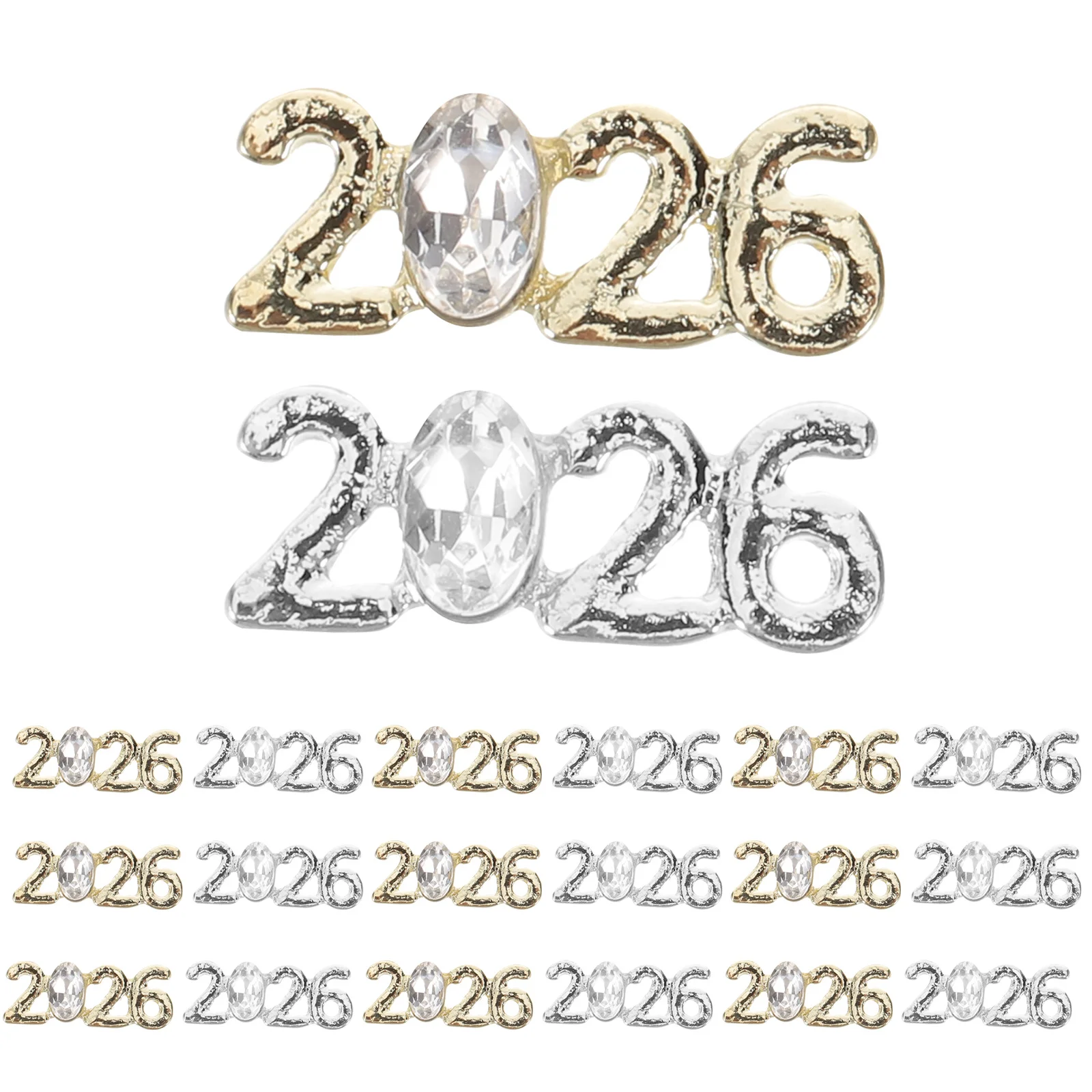 ชาร์มโลหะรูปตัวเลข 60 ชิ้น รุ่น 2026 สำหรับตกแต่งเล็บ งานปาร์ตี้ งานแต่งงาน อุปกรณ์ทำเล็บ