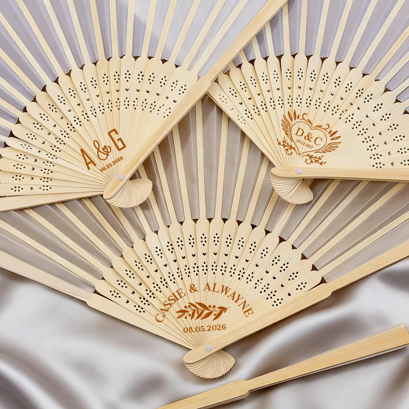 

10pcs Bamboo Folding Hand Fans, Personalized Fans for Wedding Gift for Guests, Bachelorette Party Gifts, Bridal Gifts