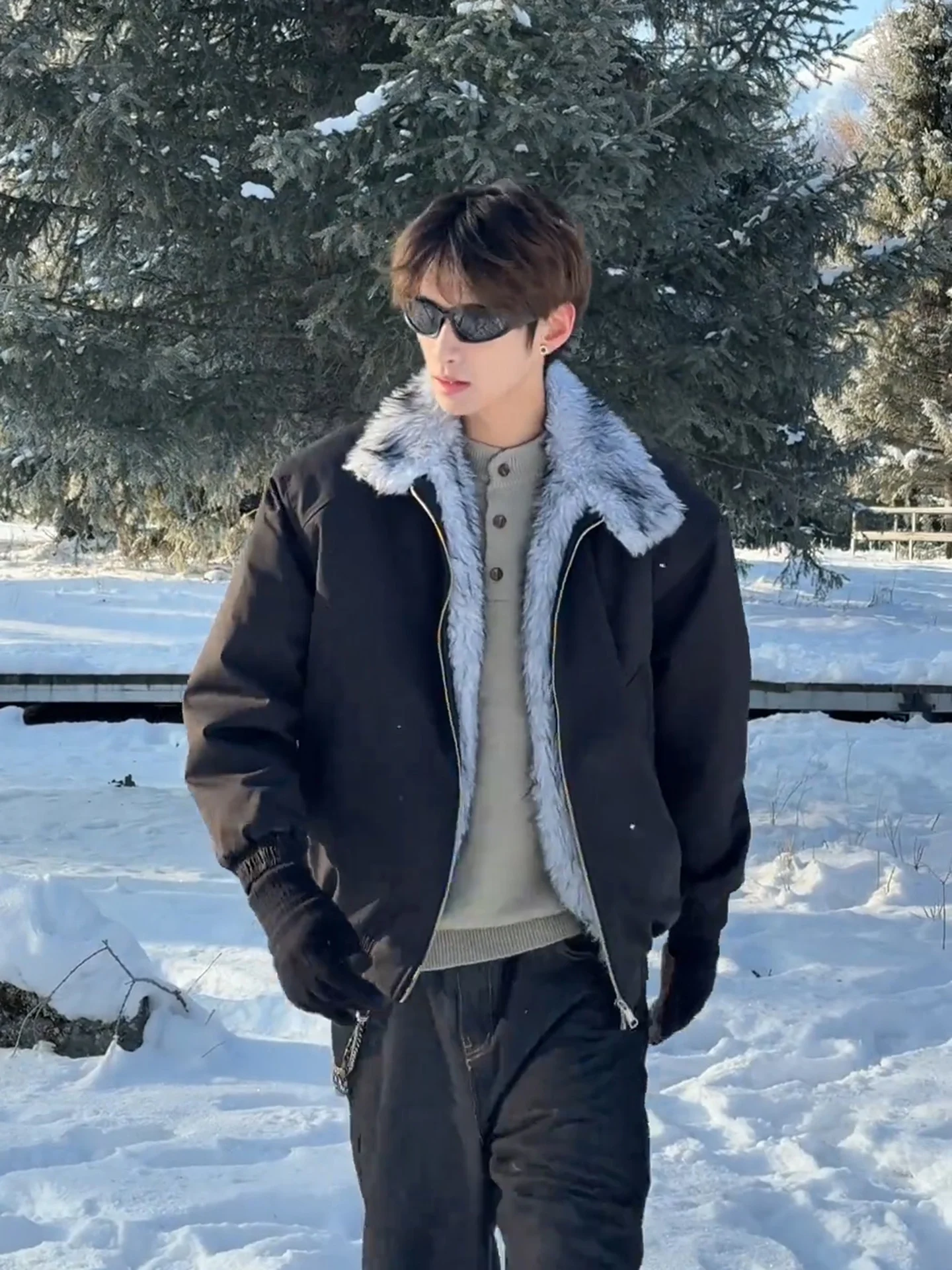 

Мужская зимняя утепленная хлопковая куртка American Deconstructed Wolf King Mountain Eagle с флисовым воротником