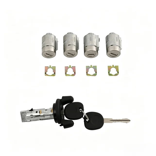 5pcs Door Lock Cylinder Set Stainless Steel For Express 1500 2500 3500 For GMC For Savana 2001-2007 Ignition Key Replacement