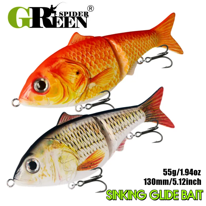 GREENSPIDER Sinking 5,12 ZOLL 1,94 UNZEN Abschnitt Angelköder Multi Jointed Swimbait Angry Eye Angelköder Künstlicher Gleitköder
