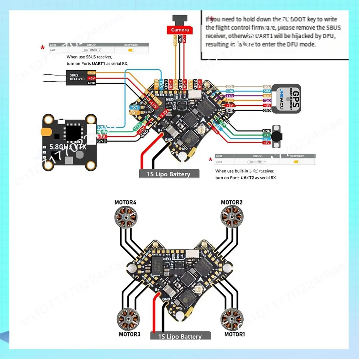 A17Z F435 NEO 1S AIO ICM42688P 16MB ICM42688P 16MB 5A 4-In-1 ESC Dshot300 TYPE-C สําหรับ RC FPV Drones