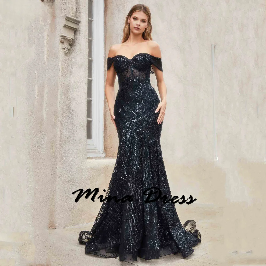 

Mina Customized Backless Elegant Party Dresses 2024 for Wedding Dresses for Formal Occasions Lace Embroidery Dropped Shoulders