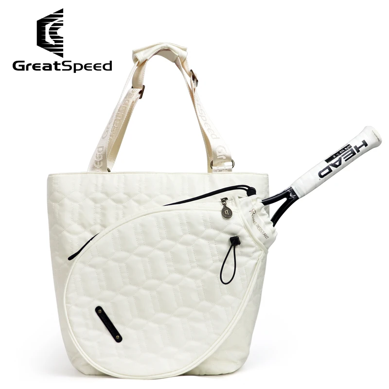 

2023 Top Quality Women GreatSpeed Tennis Bag 2 Pack Tennis Rackets Storage Bags Nylon Fabric White Portable Grils Tennis Handbag