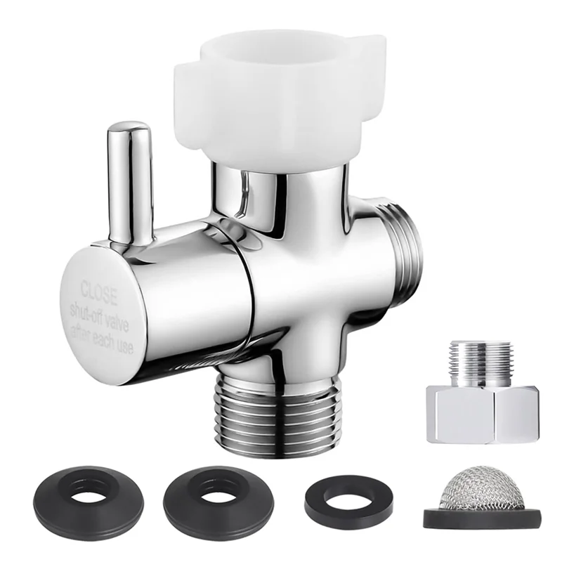 

A26F-Metal T Valve For Bidet With Shut Off Valve, T Adapter 7/8" X 7/8" X 1/2" Or 3/8", Tee Connector For Bidet Attachment