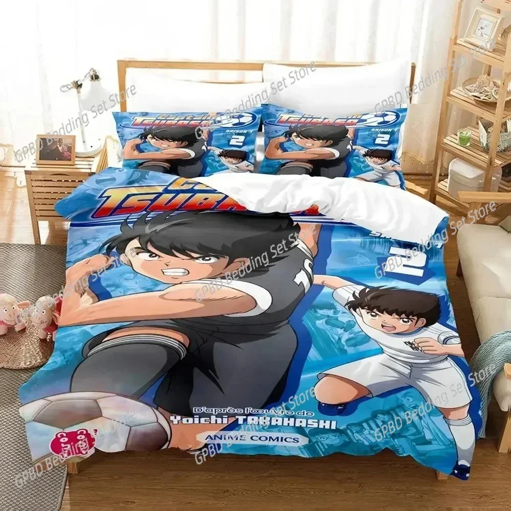 Anime Captain Tsubasa Comfortable Duvet Quilt Cover Pillowcase Bedding Set Children Bedroom Decoration Home Textile