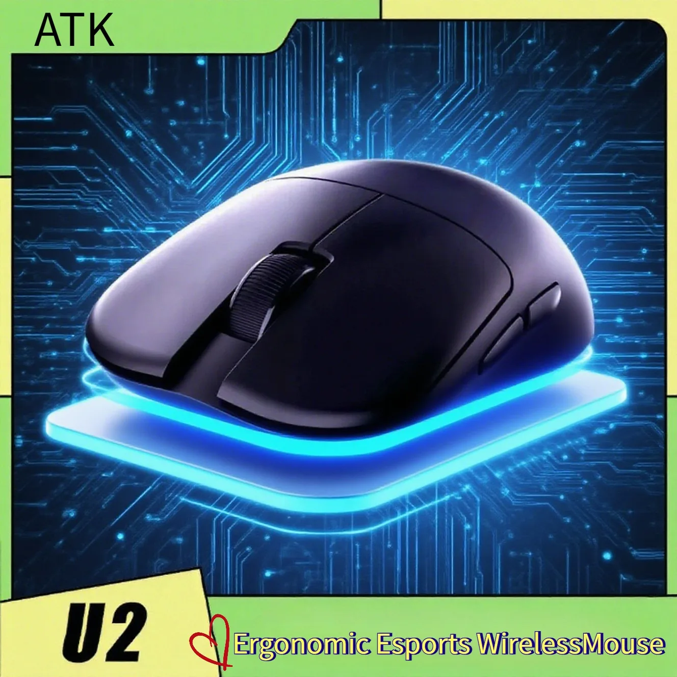 

ATK U2 Mouse Tri Mode Wireless Lightweight Ergonomic Mouse Paw3395 8000Hz Low Delay Gaming Mice For PC Gamer Accessories Gift