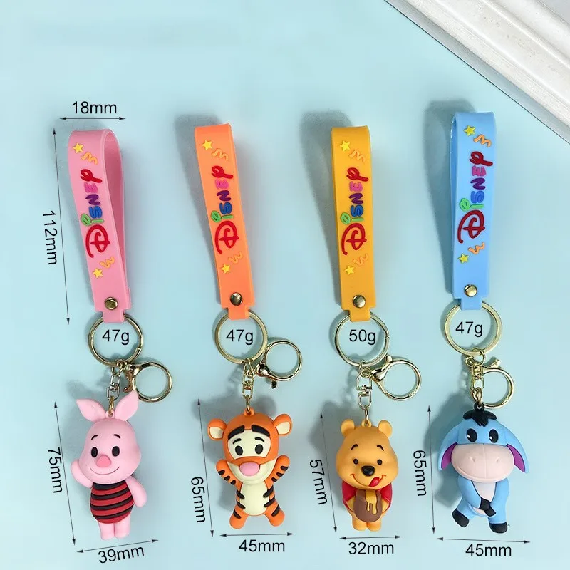 Cartoon Disney Cute Pooh Bear Piglet Eeyore Keychain Car Doll Bag Lovely Keyring Gift for Kids Friends Accessories Keys Holder