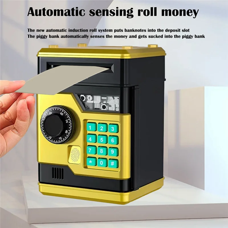 A98Z Electronic Piggy Bank ATM Password Money Box Safe Smart Fingerprint Automatic Banking Kids Gift Money Box
