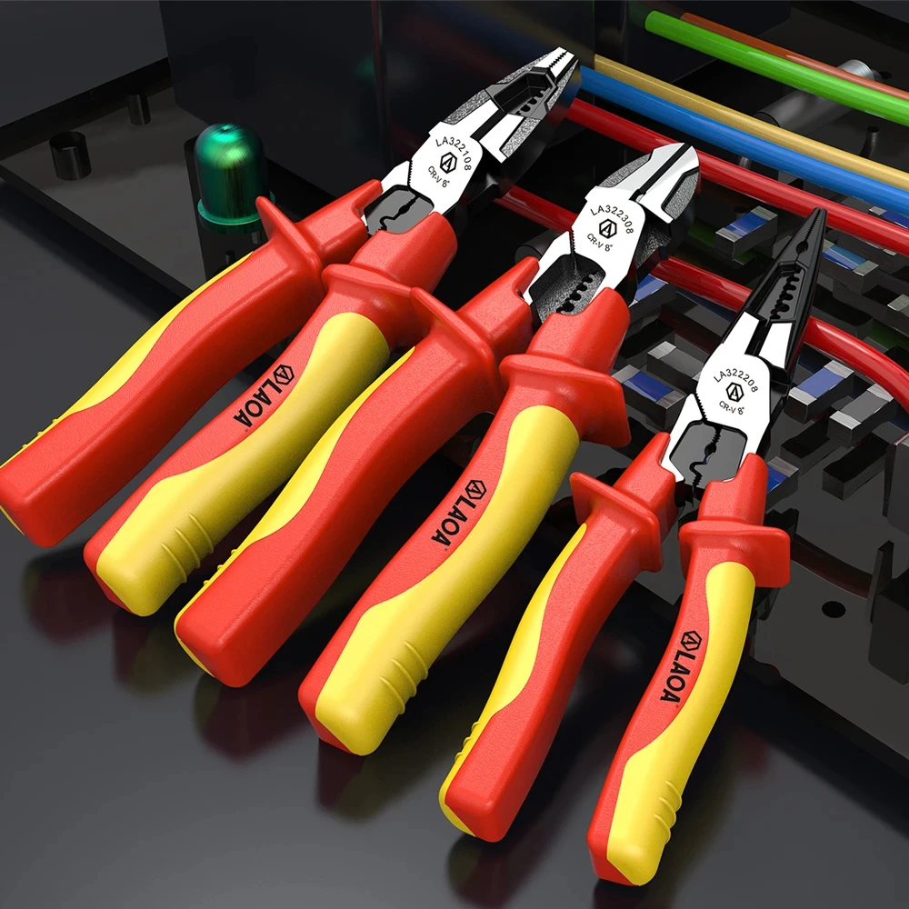 LAOA Insulated Pliers Needle Nose Wire Cutters Crimping Cable Shearing Withstand Voltage 1000V Electrician Wire Stripper