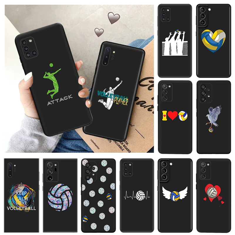 Phone Case for Samsung Note 10 Plus 9 8 A35 A55 S9 S8 A50 A70 A40 A41 A42 A06 A04 A05 Fly Love Play Volleyball Matte Back Cover