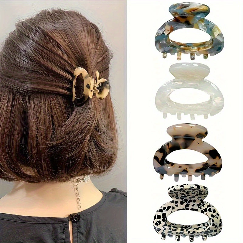 Elegant Sweet Small Oval Hair Claw Clip for Women Secure Grip Hair Decor Part Ponytails Cute Hair Clips Sophisticated Style