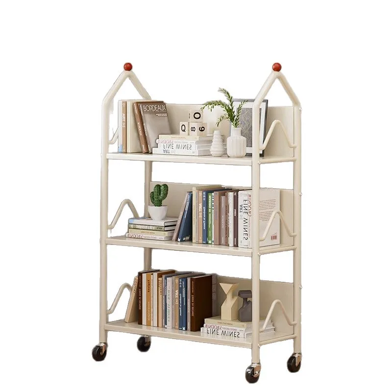 

Bookshelf shelf, floor-to-ceiling, movable pulley, small bookcase, home use