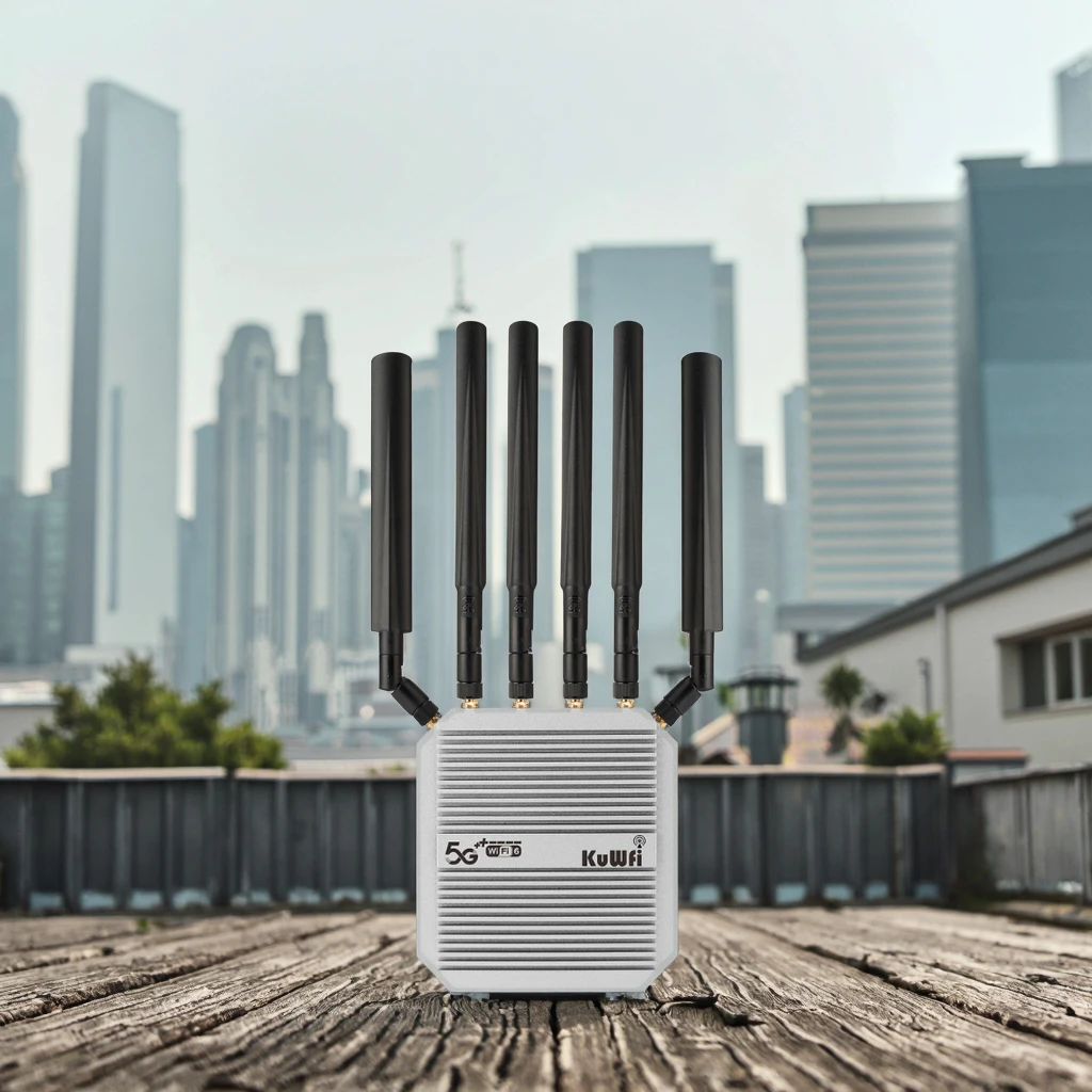 KuWFi C130-SDX62 3000mbps Outdoor Router VPN Passthrough Gigabit WAN/LAN Port 5G NR SA NSA WiFi 6 CPE Router with Slot Card