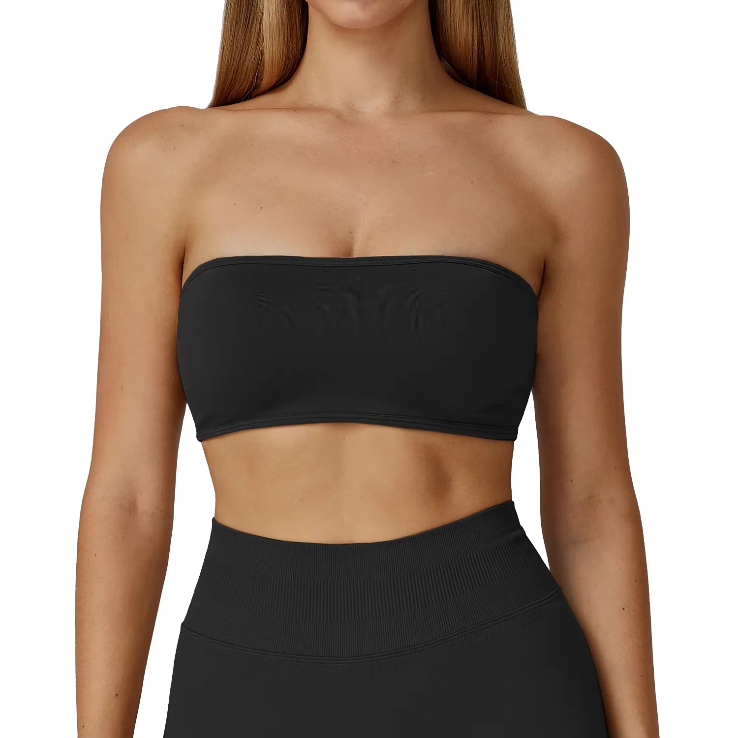 

Women's Strapless Sports Bra Compressed Seamless One-Piece Crop Top for Gym Fitness Yoga Wear Running
