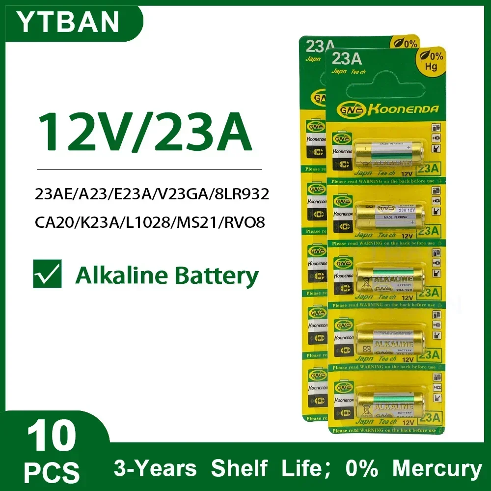 10PCS 23A 12V Batteries Remote Control Toys Primary Dry Alkaline Battery L1028 21/23 A23 E23A K23A V23GA GP23A RV08 LRV08