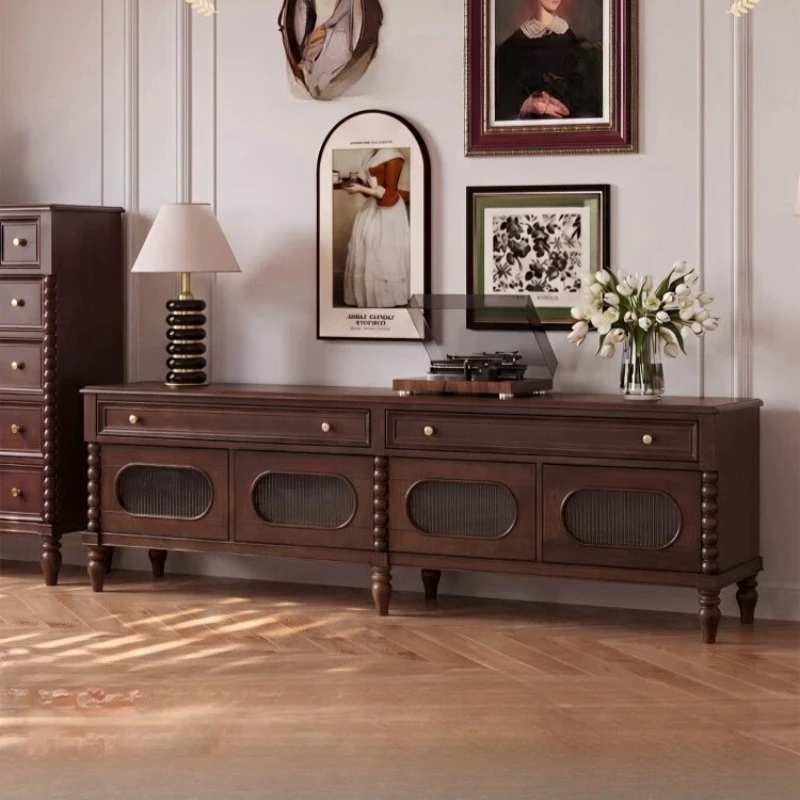 Wooden Walnut Monitor Stand Mid Century Vintage Crystal Tv Cabinets Dresser Lowboard Mobili Arredamento Casa Room Furniture
