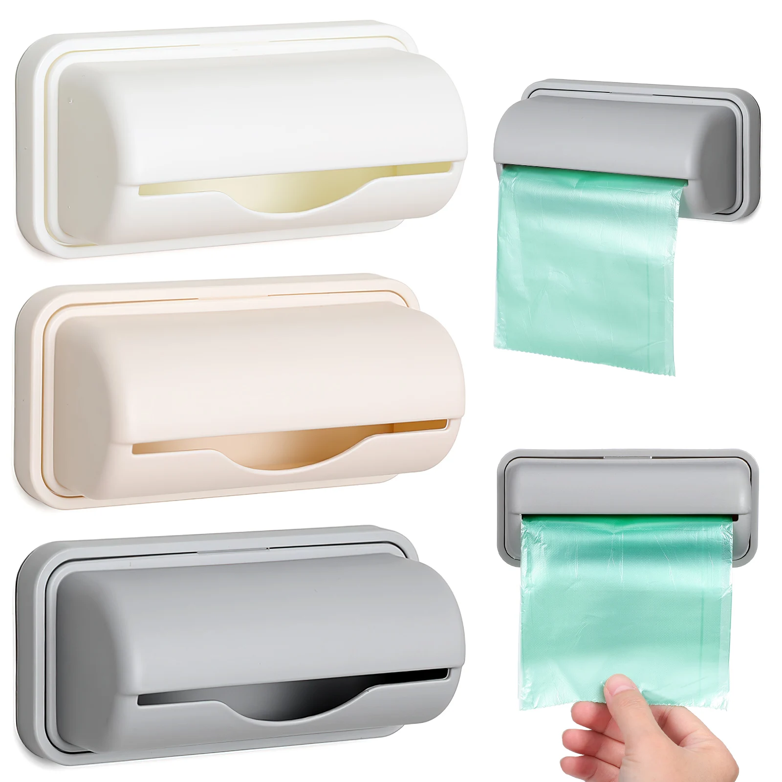 

3 pcs Garbage Bag Storage Box Trash Holder Plastic Container Bathroom Dispenser PP Wall Mount Easy Clean Color Storage