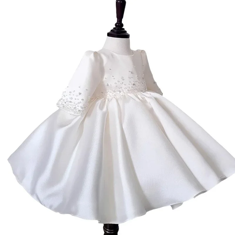 Flower girl dress for wedding White Children Princess Ball Gown Infant Birthday battesimo Easter Eid Party Girls Dresses Vestidos