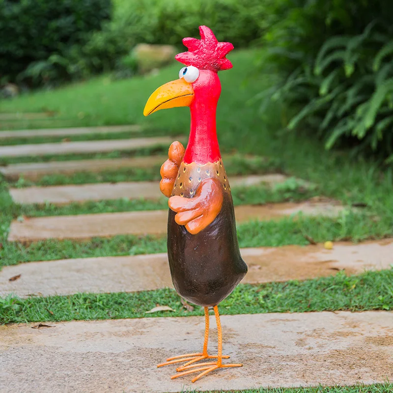 

Garden garden ornament cartoon simulation rooster hen animal sculpture landscape decoration creative decoration