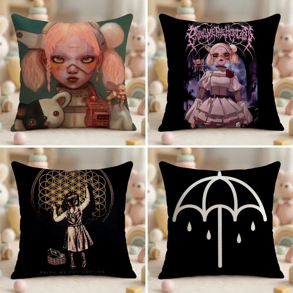 Rok Band B-Bring Me The Horizon Cushion Cover Wrinkle-Resistant Short Plush Pillow Case Breathable Machine-Washable