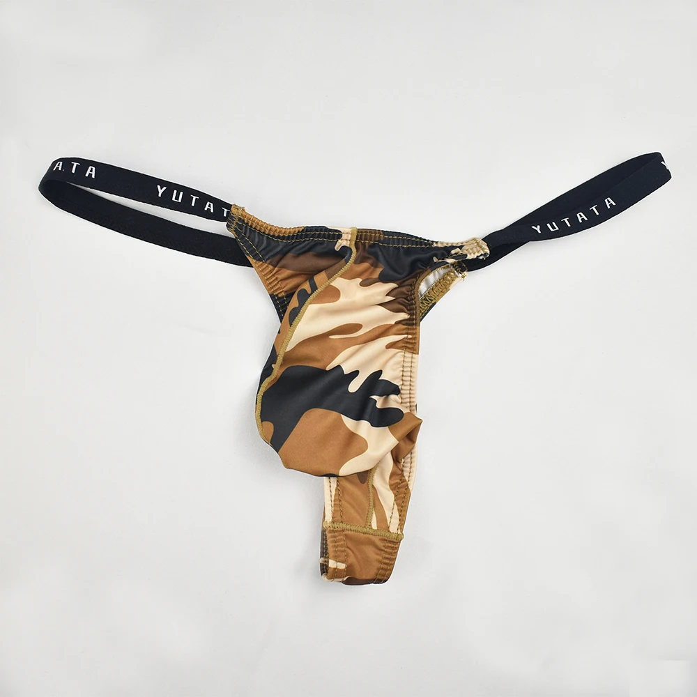 

Camouflage Printed Mens Pouch Thong Sexy Bulge Convex G-String Bikini Low Waist Breathable Bikini Briefs Jockstrap Panties A50