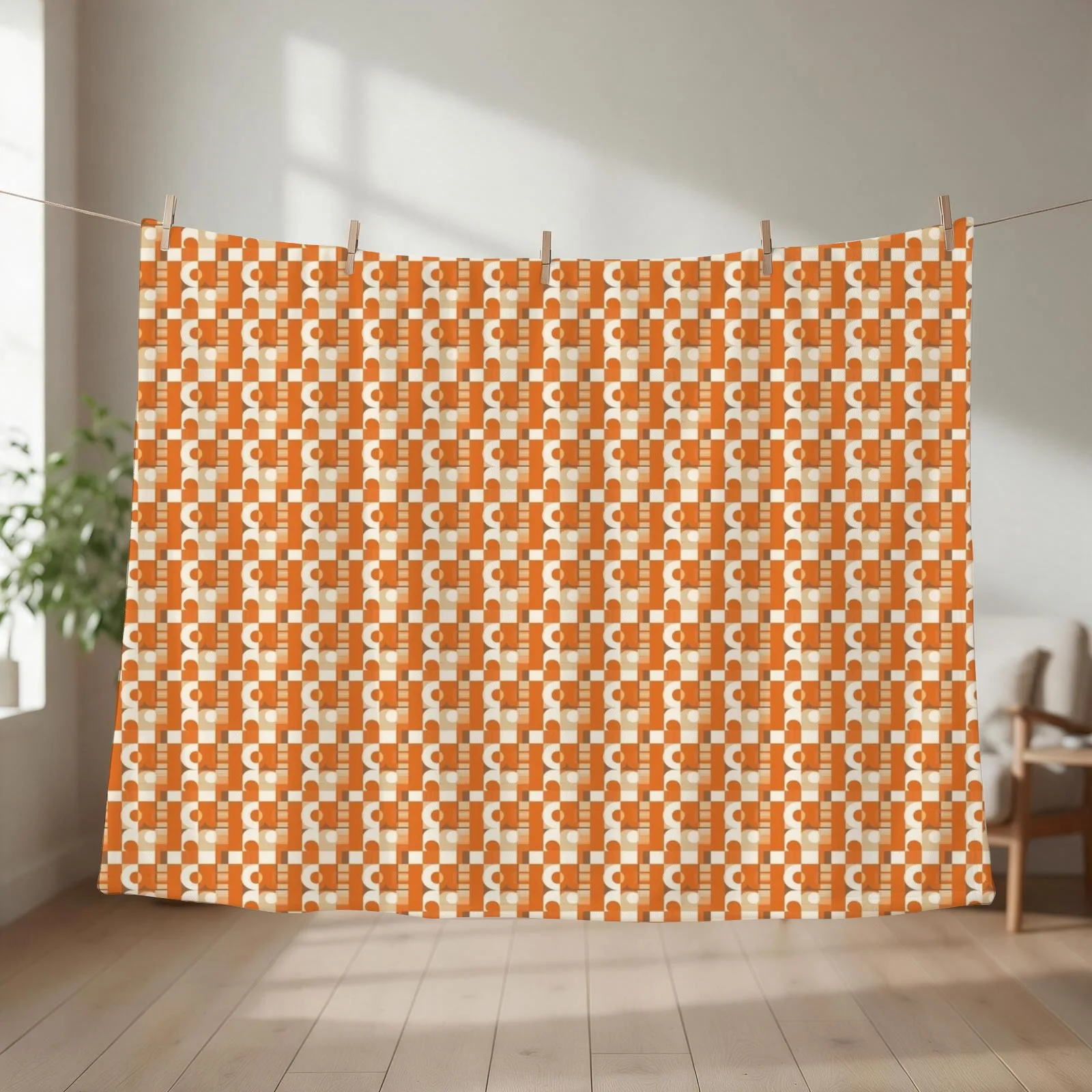 Mid Century Modern Geometric orange Throw Blanket valentine gift ideas Hair Luxury Brand blankets ands Blankets