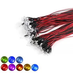 Diodos emisores de luz con Cable, 5 piezas, 3MM/5MM, 20cm, rojo, verde, Amarillo, Azul, Blanco, Naranja, Rosa, púrpura, RGB