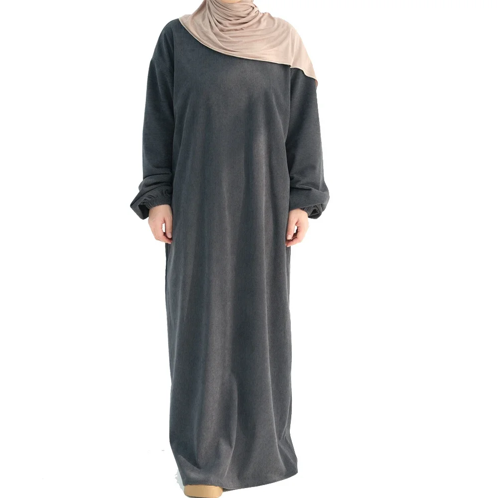 Dubaï Abayas pour femmes Robe musulmane en velours côtelé Eid Djellaba turquie caftan Ramadan Islam vêtements Robe Caftan Marocain Femme Abaya