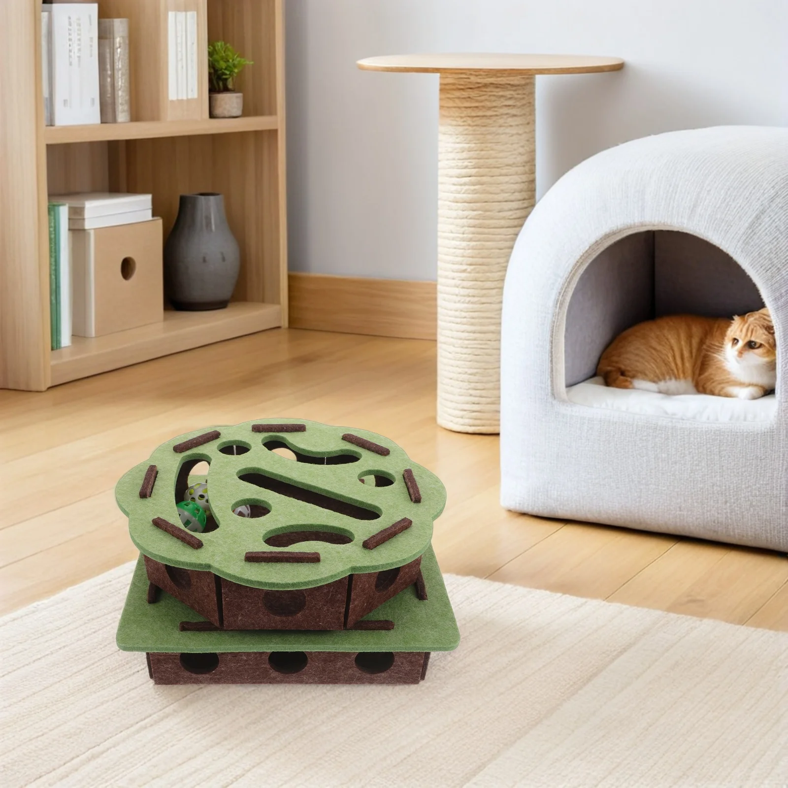 

2 set Cat Maze Puzzle Box Square Flower Shaped Felt Kitten Exercise Interactive Cats Games For Indoor Play Durable