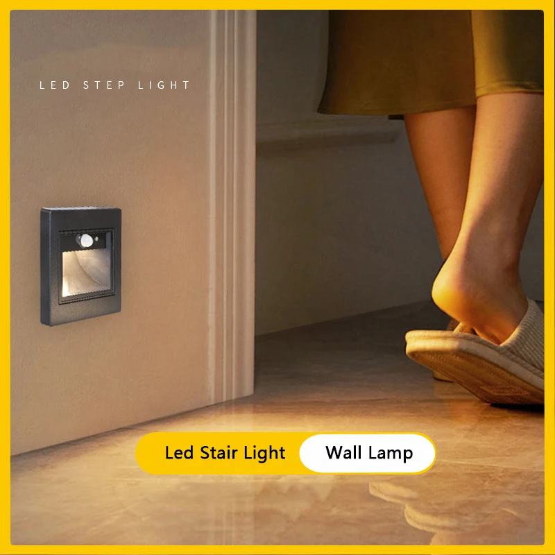 Recessed Led Stair Light PIR Motion Sensor Indoor Wall Lighting AC85-265V Footlight Corridor Step Lamp Corridor Lighting 4 Color