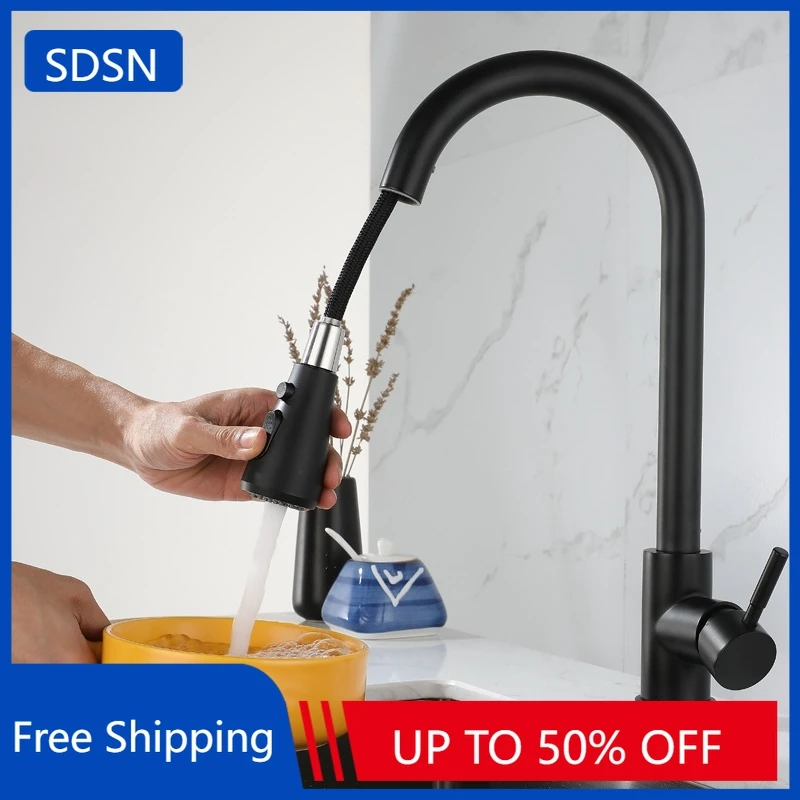 

Выдвижные кухонные смесители из нержавеющей стали 304, для горячей и холодной воды, с одной ручкой, выдвижной кран для кухонной мойки