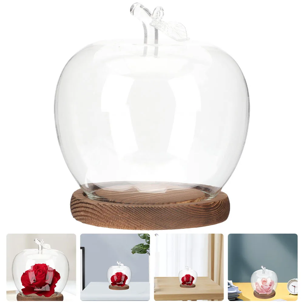 

Clear Glass Dome with Base for Immortal Flower Display Protective Cover Decor Elegant Home Office Decoration Item