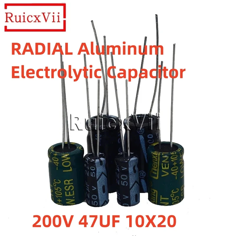 

50PCS/lot 200V 47UF 10*20 20% RADIAL Aluminum Electrolytic Capacitor 47000nf