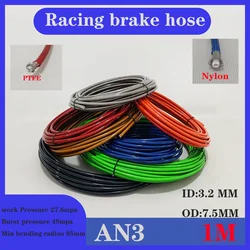 1 M Motorcycle AN3 Braided Stainless Steel PU Nylon Brake Line Hose Fluid Hydraulic Hose PTFE Brake Line Gas Oil Fuel Tube Pipe