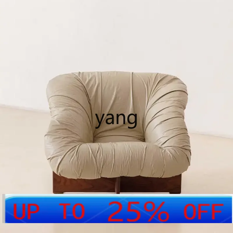 

Yjq homestay solid wood leather sofa modern living room black straight row creative retro simple leisure sofa
