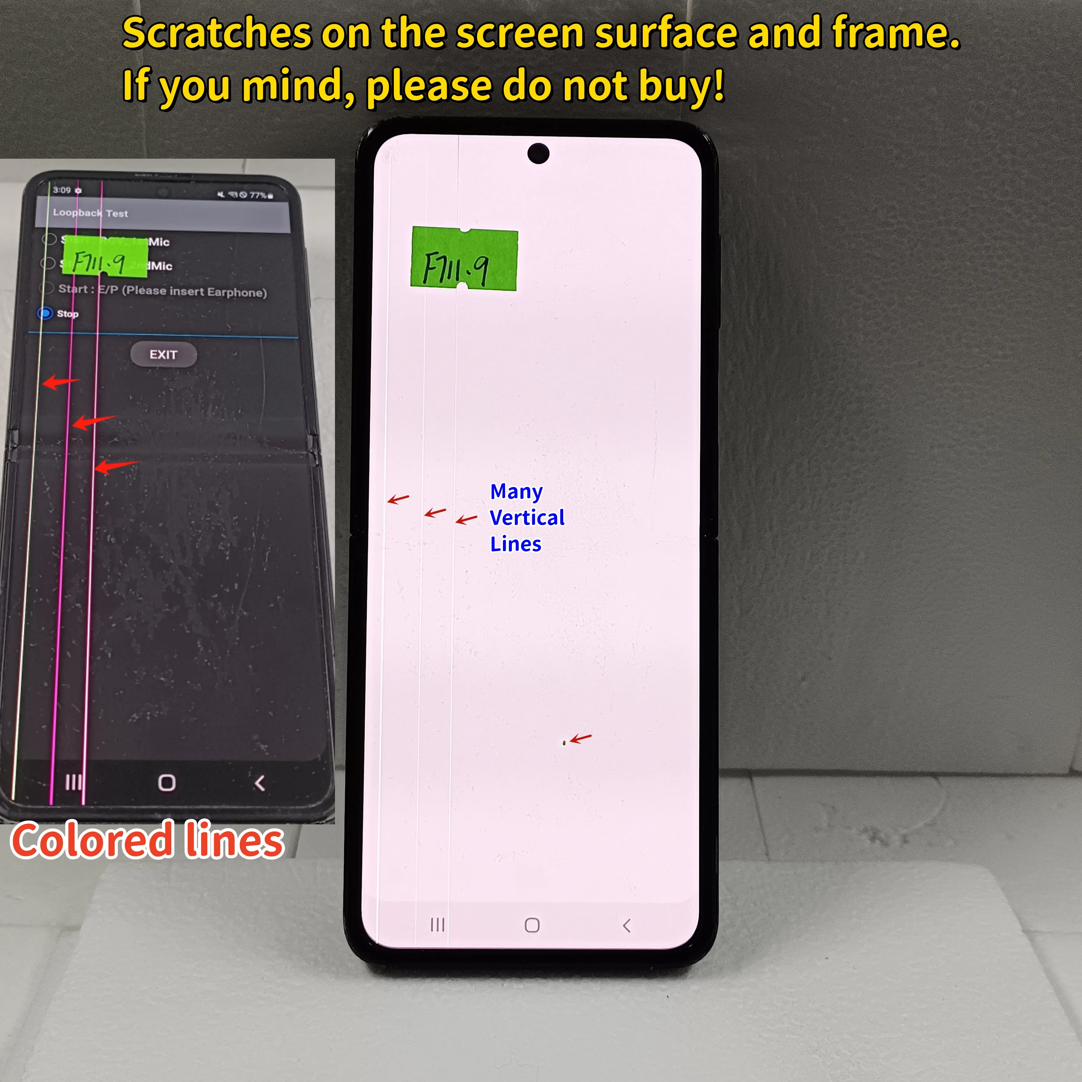 With Defect Lcd For Samsung Z Flip 3 5g Lcd F711 Display Touch Screen Assembly Replacement For Z Flip3 5g Display Lcd F7110