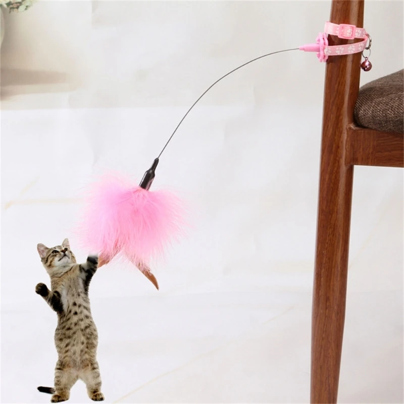 Funny Kitten Automatic Toy with Feather Decoration Relieve Boredom Supplies Amusing-Collar Hands-Free Toy Dropshipping