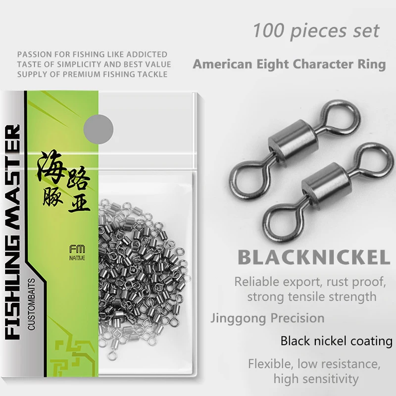 ★▲100Pcs Fishing Swivels Stainless Steel Rolling  Swivels Fishing Line Connector Micro Swivel Fishing Lure Solid Ring Swivel