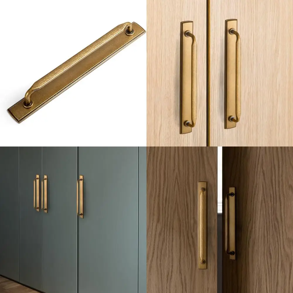 

Античные ручки для шкафа из латуни и цинкового сплава с задними пластинами, центры отверстий 7,56 (192 мм), подходят для шкафов для спальни и кухни