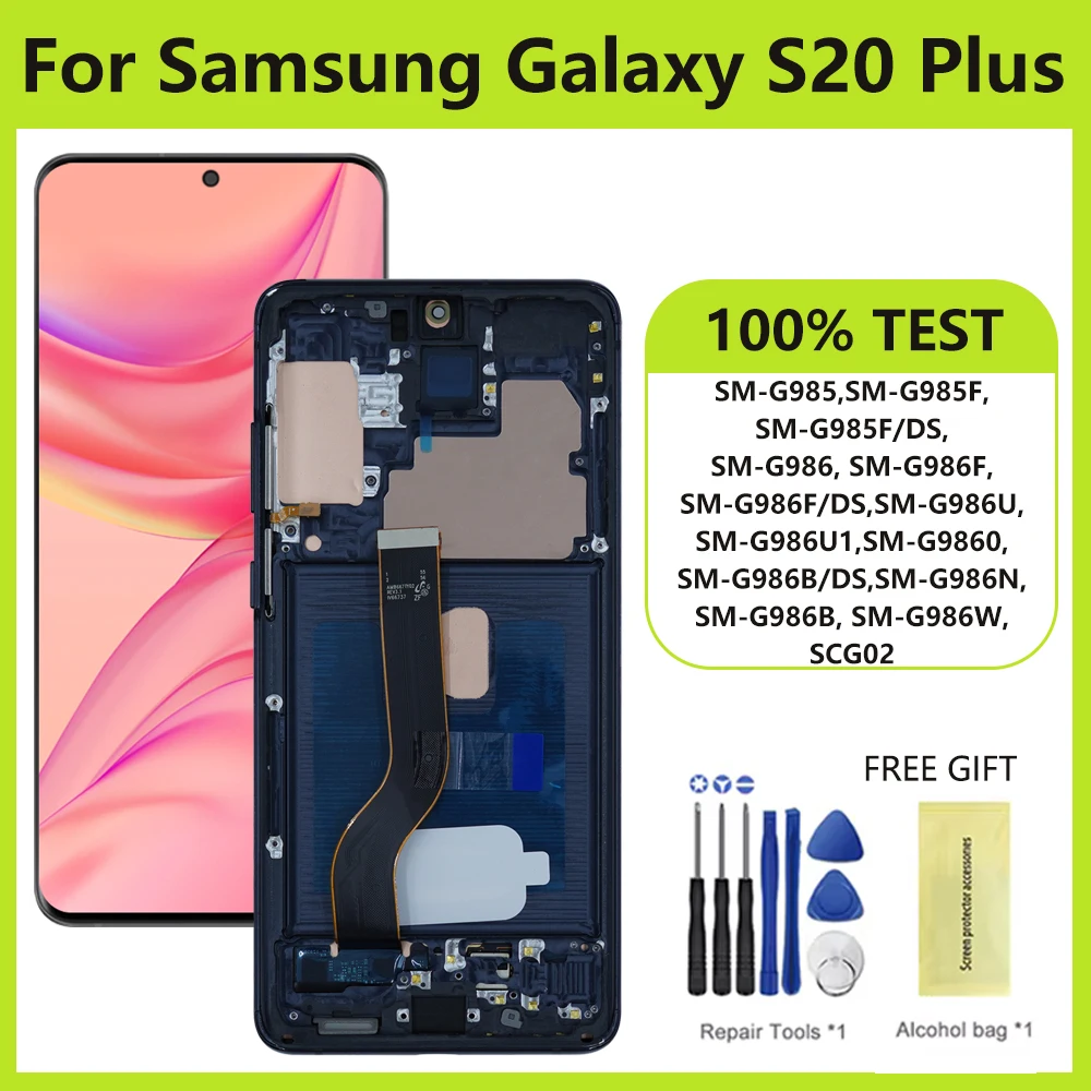 Super AMOLED LCD For Samsung Galaxy S20 Plus S20plus G985 G985F G985F/DS LCD Display Touch Screen Assembly Digitizer Replacement