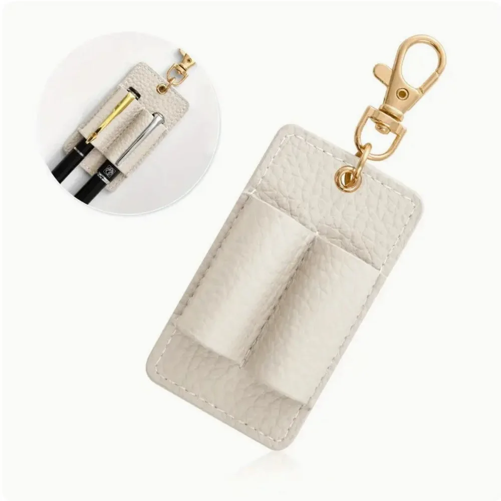 New Portable PU Lanyard Pen Holders Creative Design Hanging Leather Pen Pouch Space-Saving Keychain Pen Clip Office Supplies