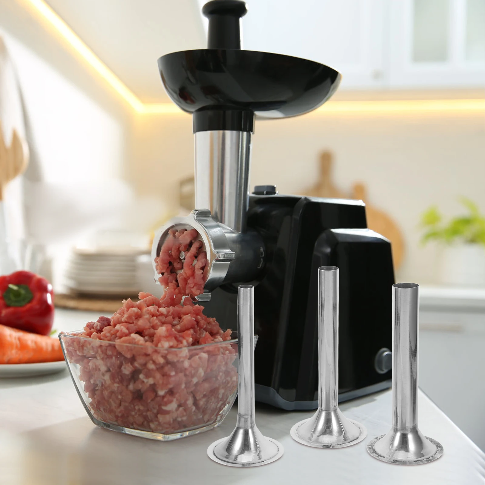 

3 Pcs Meat Grinder Enema Accessories Stainless Steel Sausage Stuffer Parts 1 5 2 2 5cm Filling Tube Kitchen Tool
