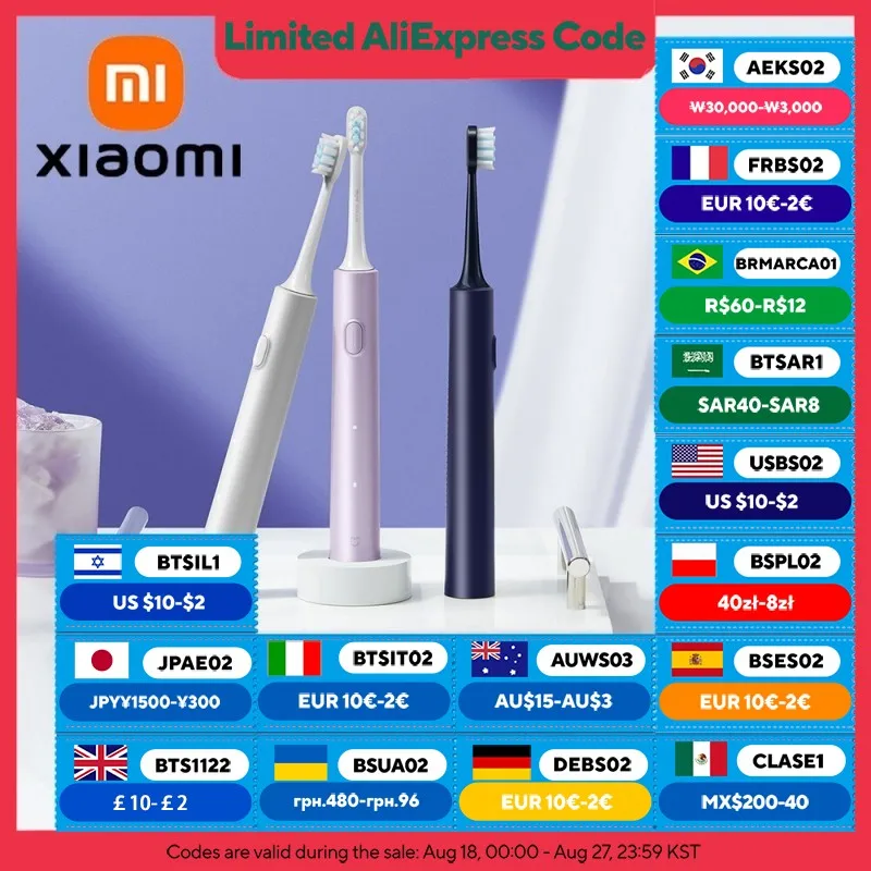 XIAOMI MIJIA Electric Sonic Toothbrush T302 USB Charge Rechargeable For Adult Waterproof Electronic Whitening Teeth Tooth Brush