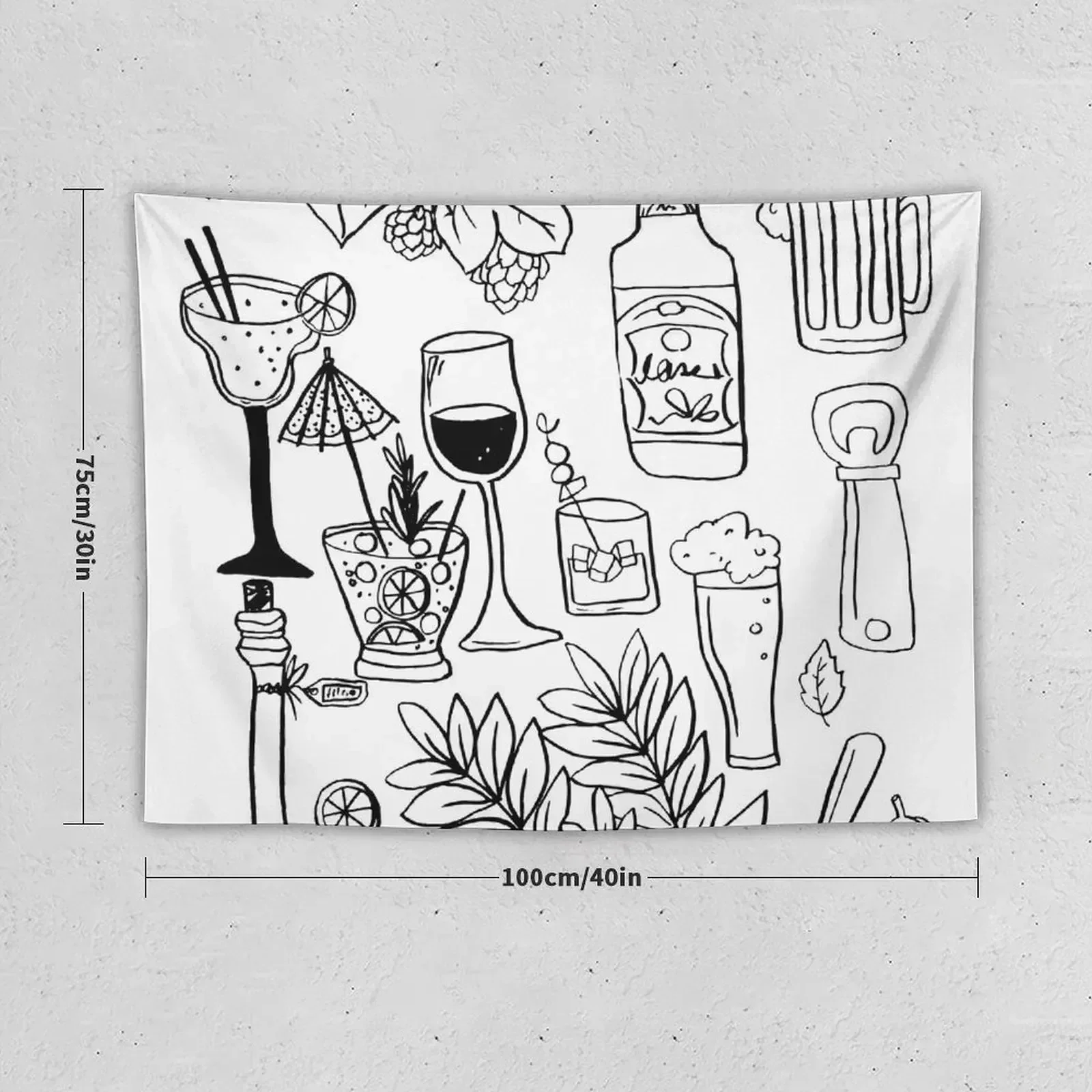 Alcohol Doodles Tapestry Bedrooms Decor Bedroom Decor Aesthetic Tapestry