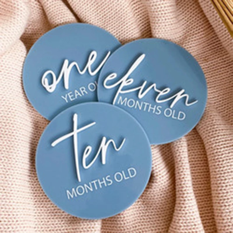 Newborn card Acrylic Baby Gifts Baby Monthly Milestone Discs Markers Newborn Acrylic Baby Monthly Milestone Cards Set