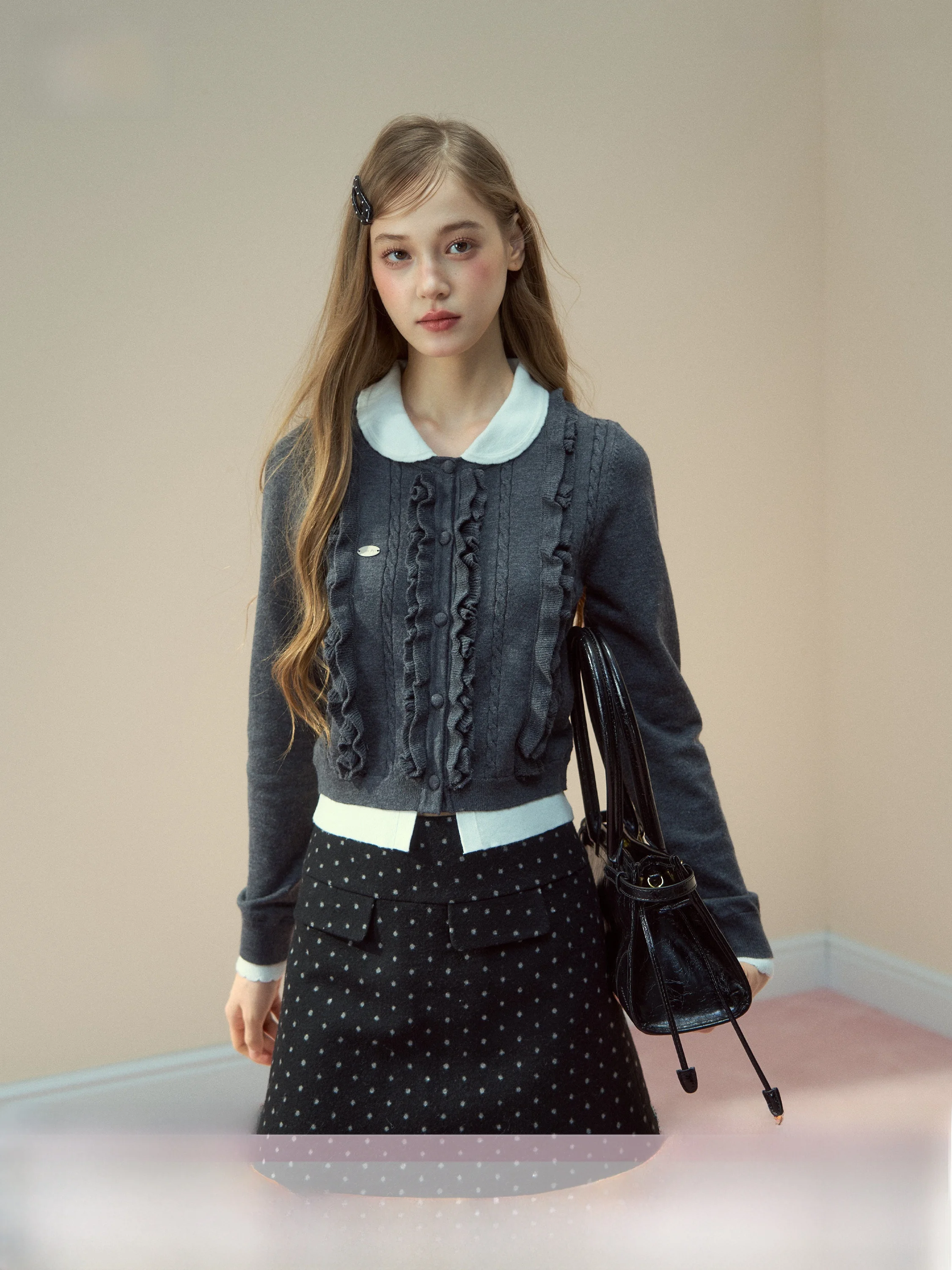 

SunsetPark ay Library College Sle Вязаный топ Кукольный воротник-ушанка Кружева Зимний теплый длинный свек ort Длина Цвет