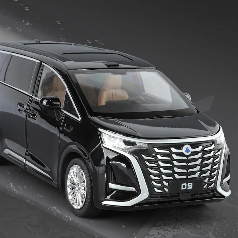 1:24 ‌ BYD DENZA D9 MPV سبيكة سيارة نموذج دييكاست المعادن Luxy سيارة تجارية نموذج محاكاة الصوت والضوء لعبة أطفال هدية