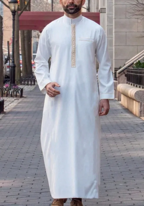 New Muslim Men Robe Abaya Ethnic Wind Sleeve Embroidery Festival Set Casual Men Abaya (S-2XL) Middle East Arab Clothing